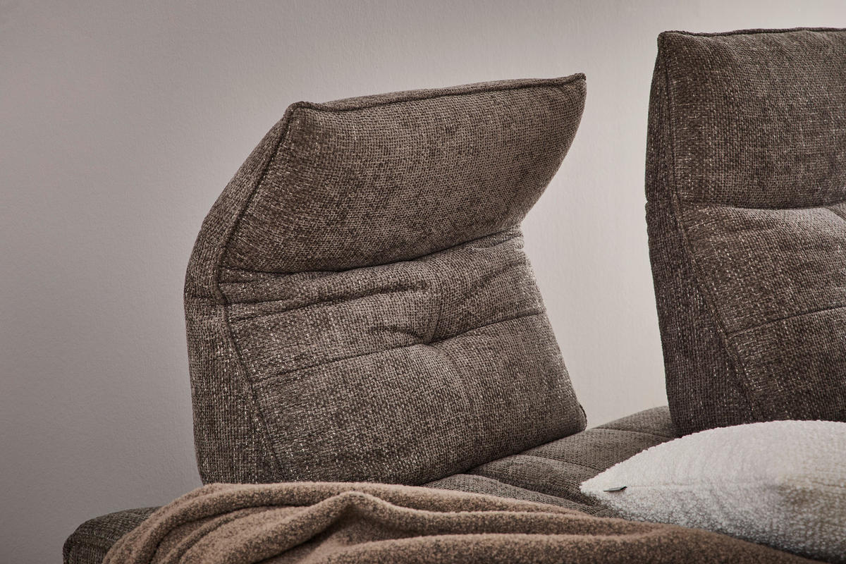 Sofa inkl. Funktionen Chenille Grau  - Schwarz/Grau, Design, Textil/Metall (200/100/100-120cm) - Celina Home