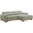 ECKSOFA Beige Mikrofaser Rücken echt, Relaxfunktion, Kopfteilverstellung  - Beige/Schwarz, Design, Holz/Textil (256/172cm) - Carryhome