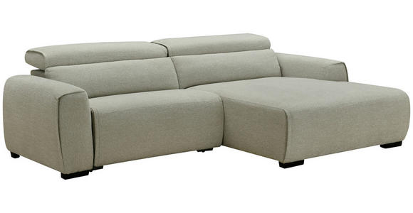 ECKSOFA Beige Mikrofaser Rücken echt, Relaxfunktion, Kopfteilverstellung  - Beige/Schwarz, Design, Holz/Textil (256/172cm) - Carryhome