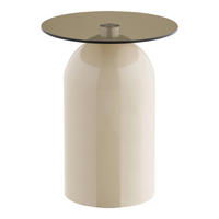 BEISTELLTISCH 40/40/52 cm Ravello Beige rund  - Beige, Design, Glas/Metall (40/40/52cm) - MID.YOU