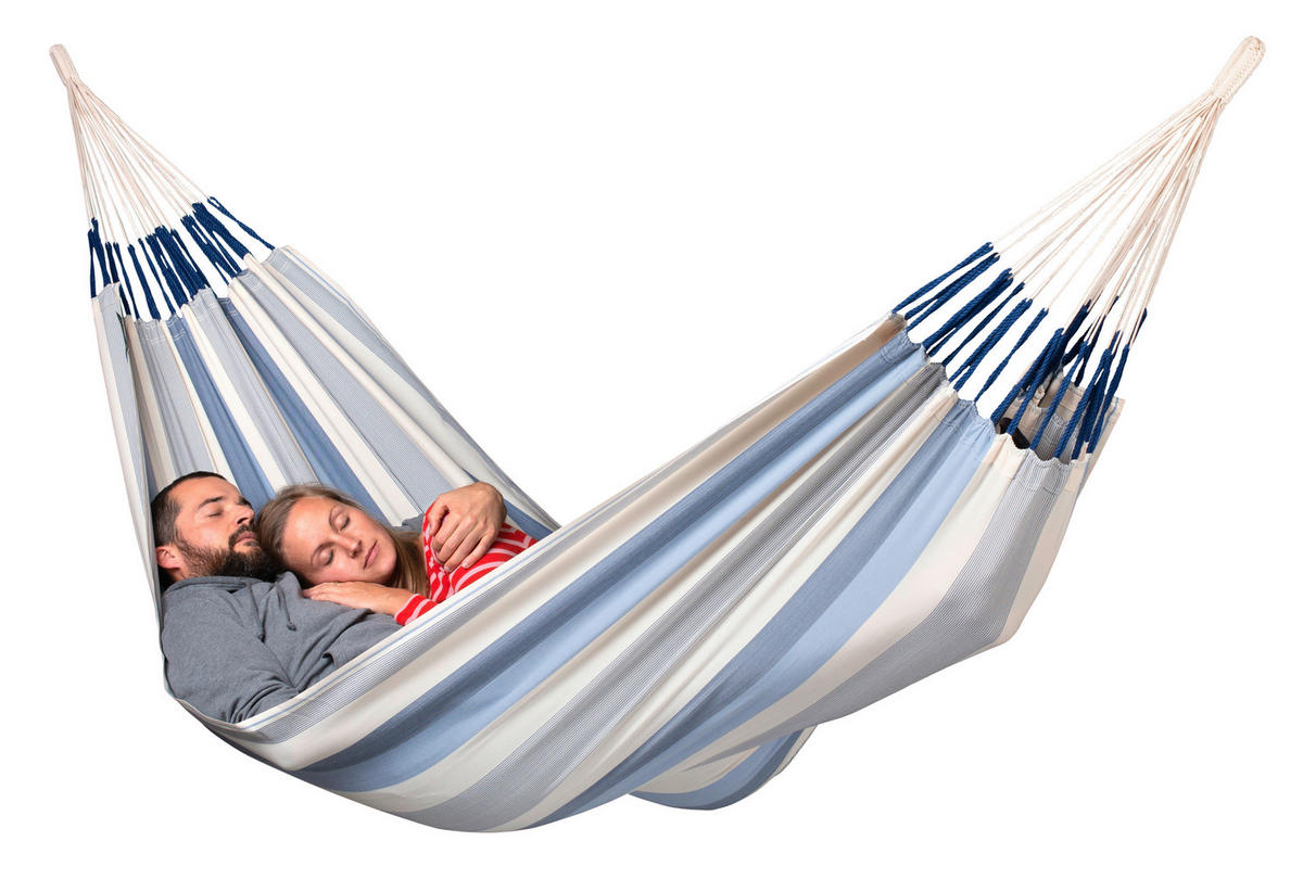 HÄNGEMATTE double outdoor  - Blau/Weiß, KONVENTIONELL, Textil (160/350cm) - La Siesta