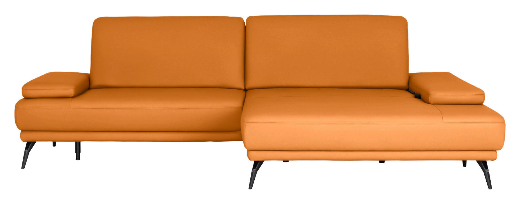 ECKSOFA  Echtleder Currygelb  - Currygelb/Schwarz, Konventionell, Leder/Metall (301/180cm) - Joop!
