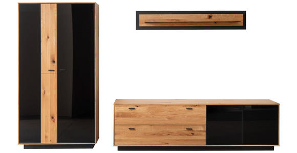 WOHNWAND  in Anthrazit, Eichefarben  319/190/50 cm  - Eichefarben/Anthrazit, Natur, Glas/Holz (319/190/50cm) - Linea Natura