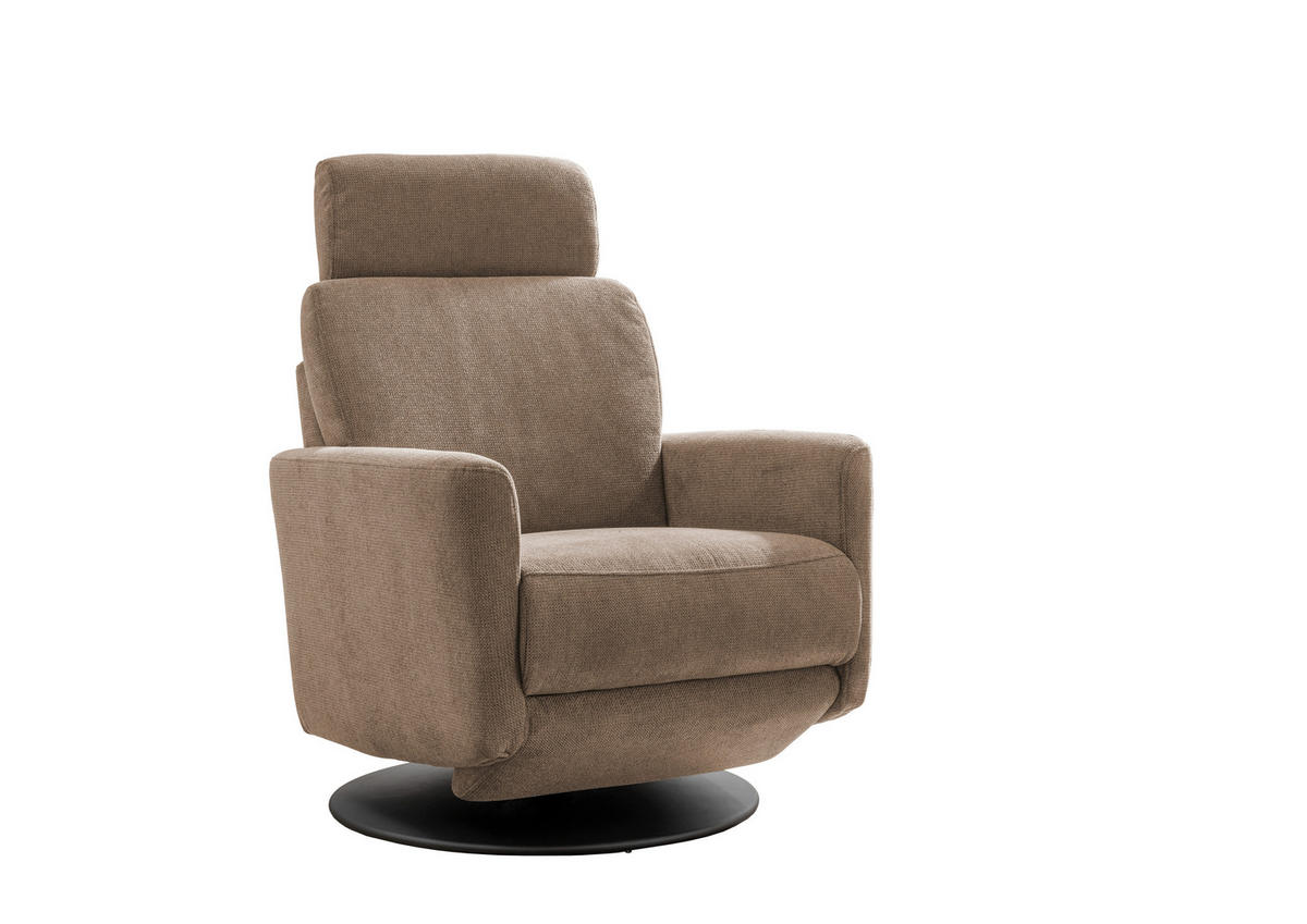 RELAXSESSEL in Textil Hellbraun  - Hellbraun/Schwarz, Modern, Textil/Metall (77/105/87-154cm) - Livetastic