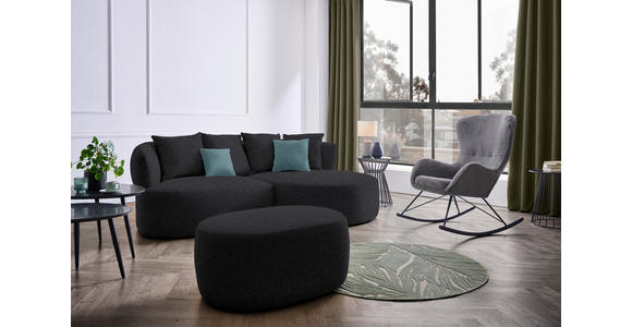 ECKSOFA in Plüsch Anthrazit  - Anthrazit/Petrol, MODERN, Kunststoff/Textil (235/166cm) - Hom`in