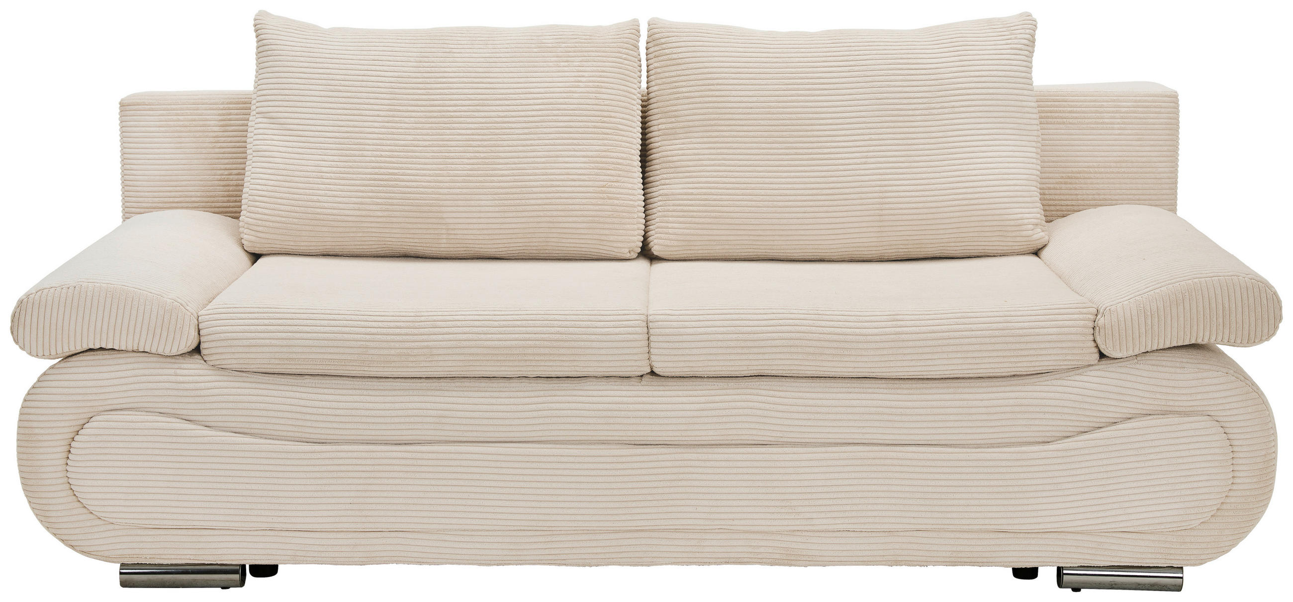 SCHLAFSOFA  mit Bettfunktion erhältlich Cord Hellgrau, Beige  - Chromfarben/Beige, Design, Textil/Metall (200/78/90cm) - Venda