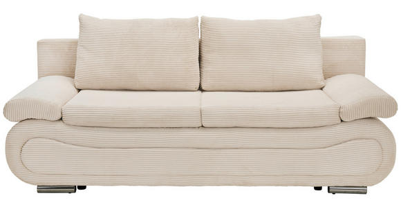 SCHLAFSOFA  in Cord Hellgrau, Beige  - Chromfarben/Beige, Design, Textil/Metall (200/78/90cm) - Venda