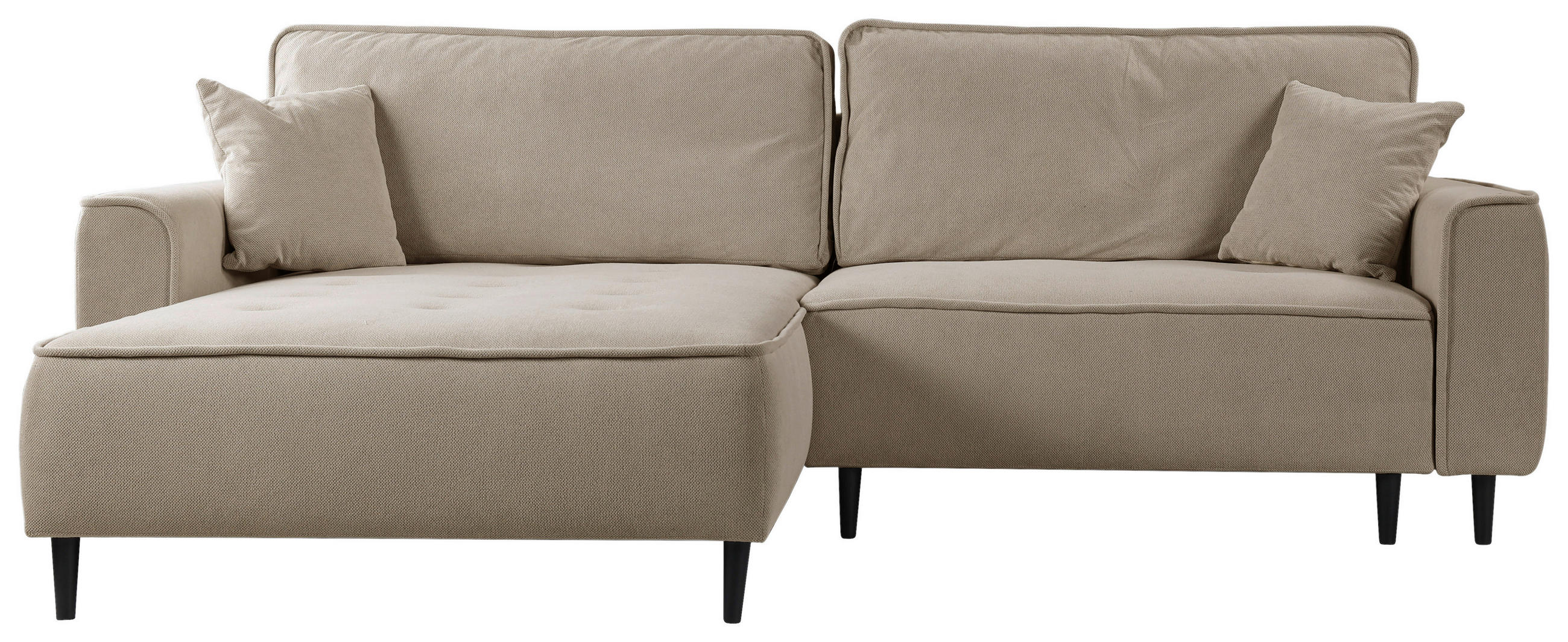 ECKSOFA Cappuccino Flachgewebe  - Schwarz/Cappuccino, Design, Holz/Textil (183/263cm) - MID.YOU