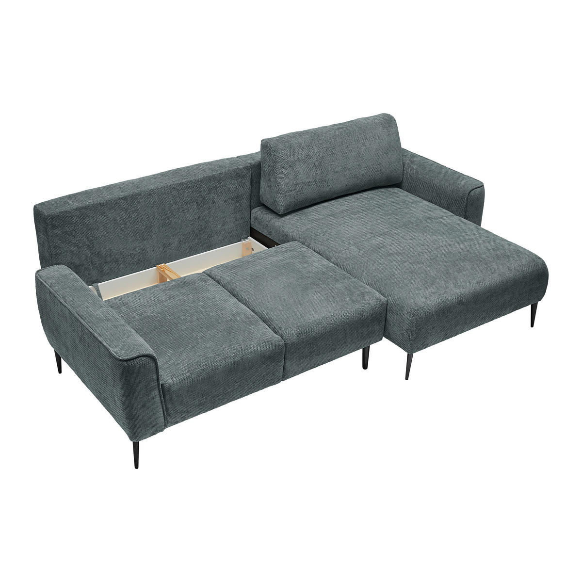 HÖRNSOFFA i vävt tyg mörkgrön  - svart/mörkgrön, Modern, metall/textil (255/164cm) - MID.YOU