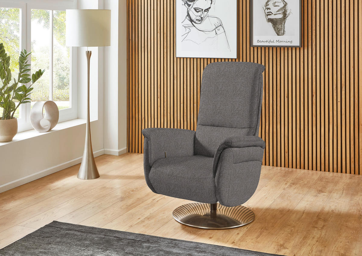 RELAXSESSEL Textil Dunkelbraun  - Edelstahlfarben/Dunkelbraun, Konventionell, Textil/Metall (79/112/94cm) - Beldomo Premium