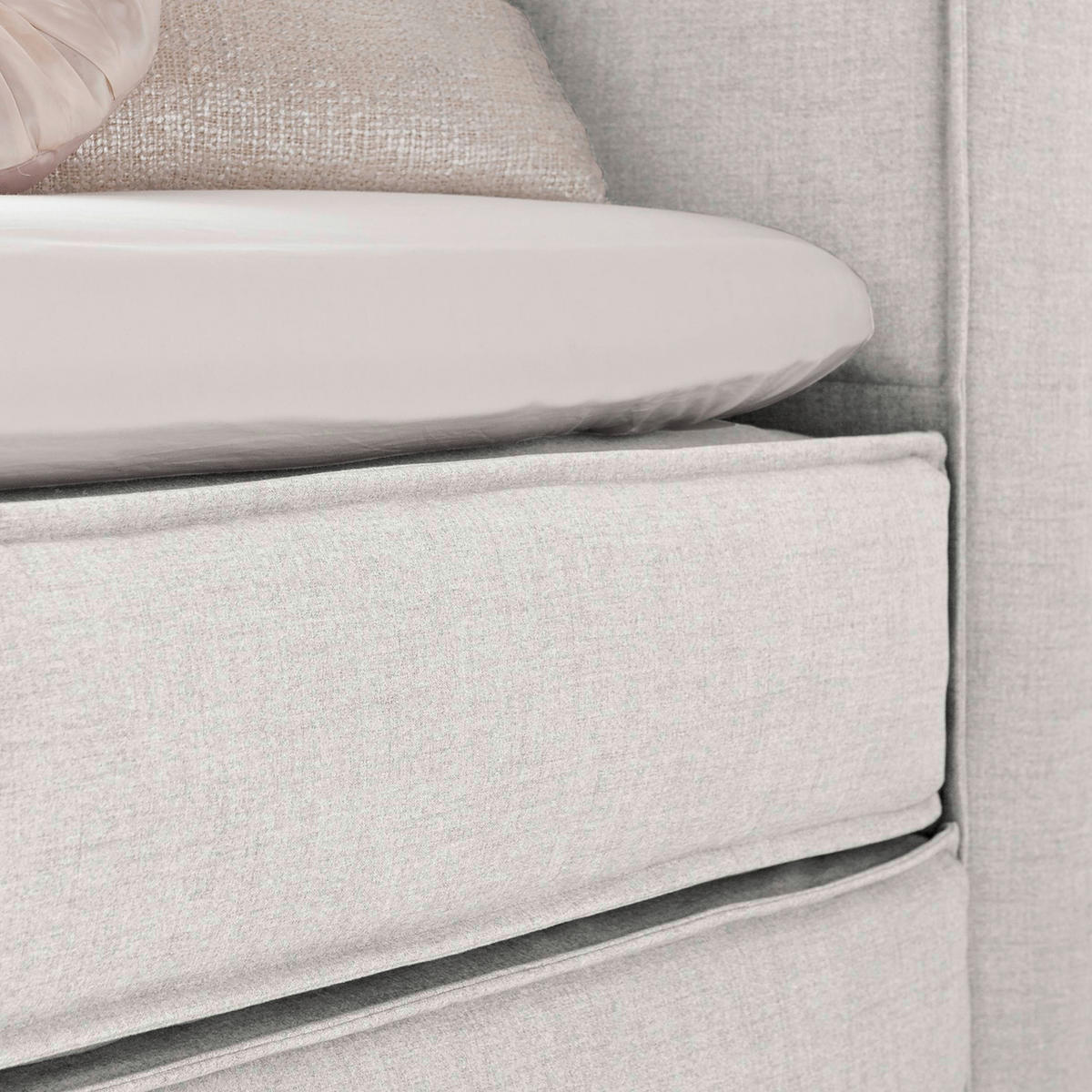 BOXSPRINGBETT 180/220 cm  in Creme  - Creme/Schwarz, Design, Kunststoff/Textil (180/220cm) - home24