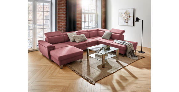 WOHNLANDSCHAFT in Webstoff Hellrot  - Hellrot/Silberfarben, Design, Textil/Metall (168/320/226cm) - Xora