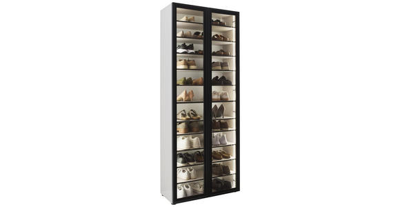 SCHUHSCHRANK  in 80/200/34 cm  - Kaschmir/Schwarz, Design, Glas/Holzwerkstoff (80/200/34cm) - Voleo