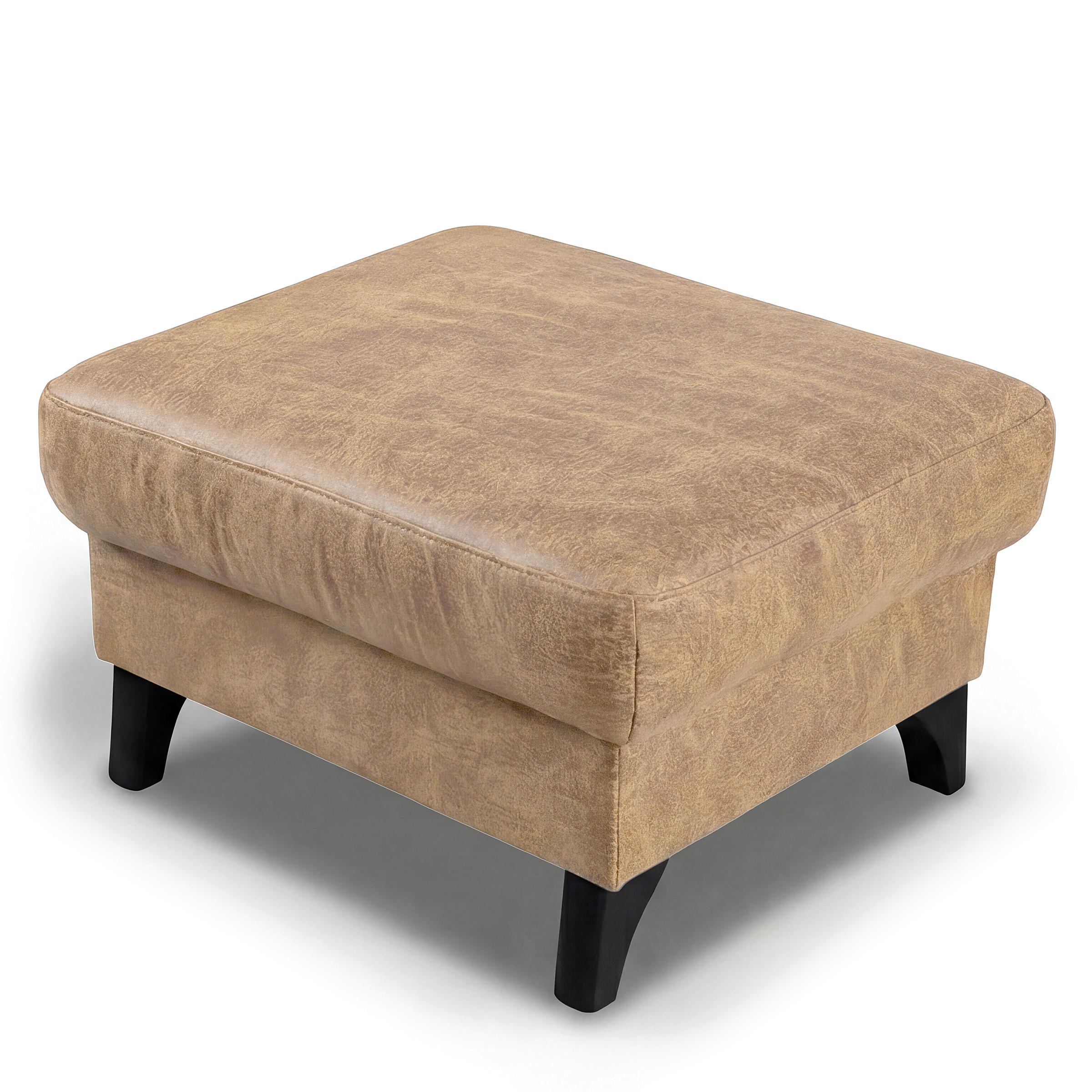 HOCKER in Textil, Leder Sandfarben  - Sandfarben, Design, Leder/Textil (70/48/60cm) - Livetastic
