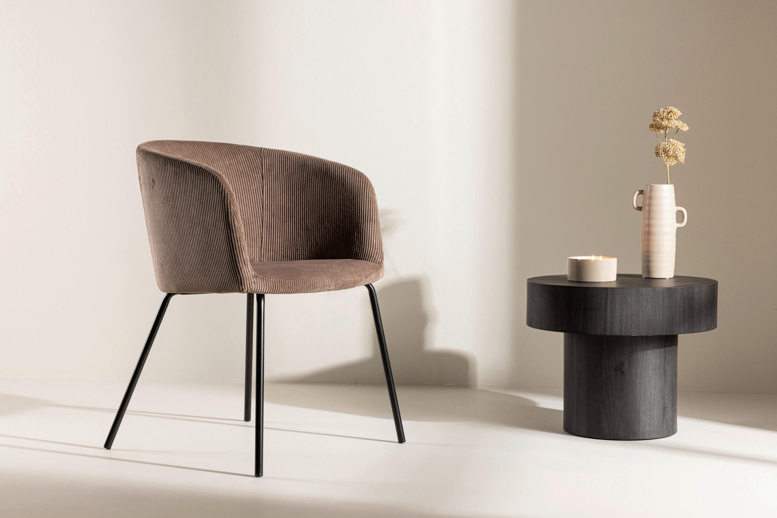 STUHL Braun, Schwarz  - Schwarz/Braun, MODERN, Textil/Metall (55/78/55cm) - Livetastic