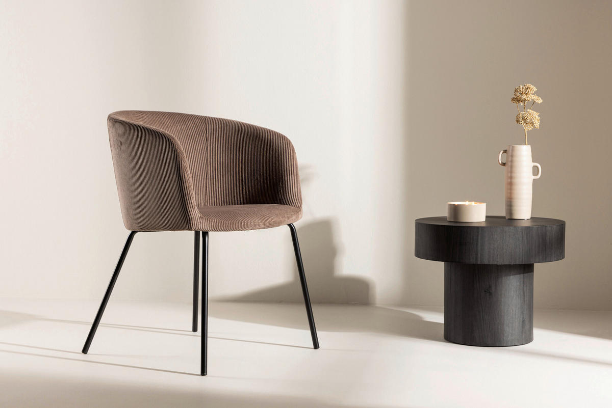 STUHL Braun, Schwarz  - Schwarz/Braun, MODERN, Textil/Metall (55/78/55cm) - Livetastic