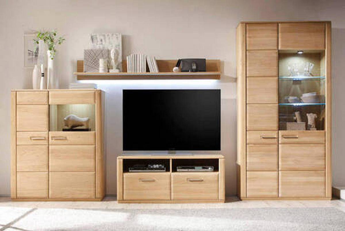 WOHNWAND  in Eichefarben  357/209/51 cm  - Eichefarben, Design, Glas/Holz (357/209/51cm) - Livetastic