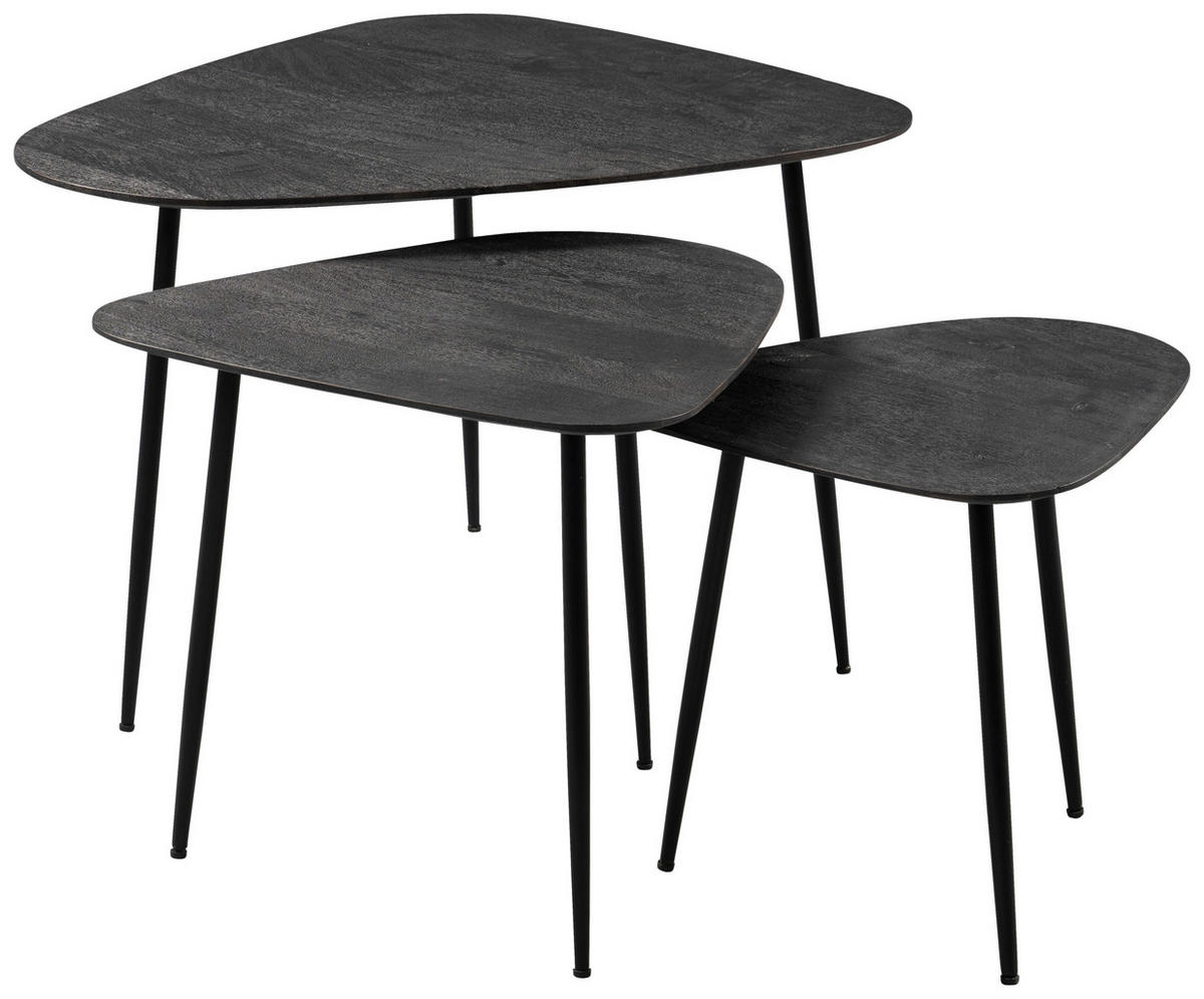 BEISTELLTISCHSET in Holz 42-67/42-52/40-50 cm  - Schwarz, Basics, Holz/Metall (42-67/42-52/40-50cm)