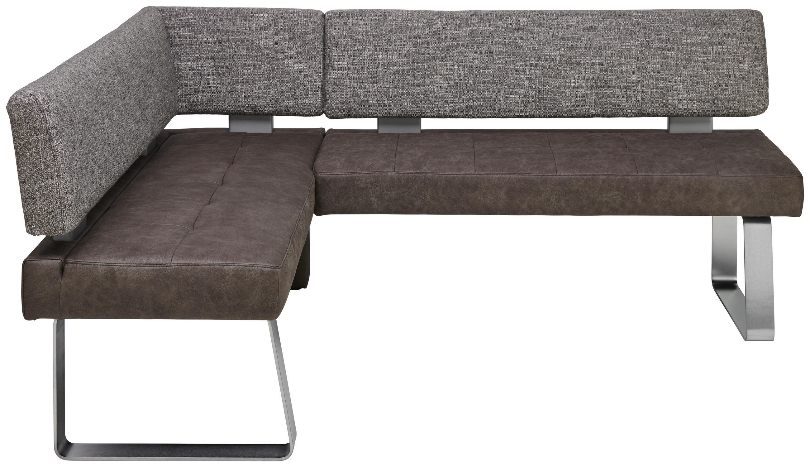 ECKBANK 133/226 cm  in Grau, Edelstahlfarben  - Edelstahlfarben/Grau, Design, Textil/Metall (133/226cm) - Moderano