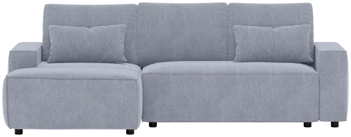 ECKSCHLAFSOFA  mit Rücken echt Chenille Hellblau  - Schwarz/Hellblau, MODERN, Kunststoff/Textil (154/247cm) - Livetastic