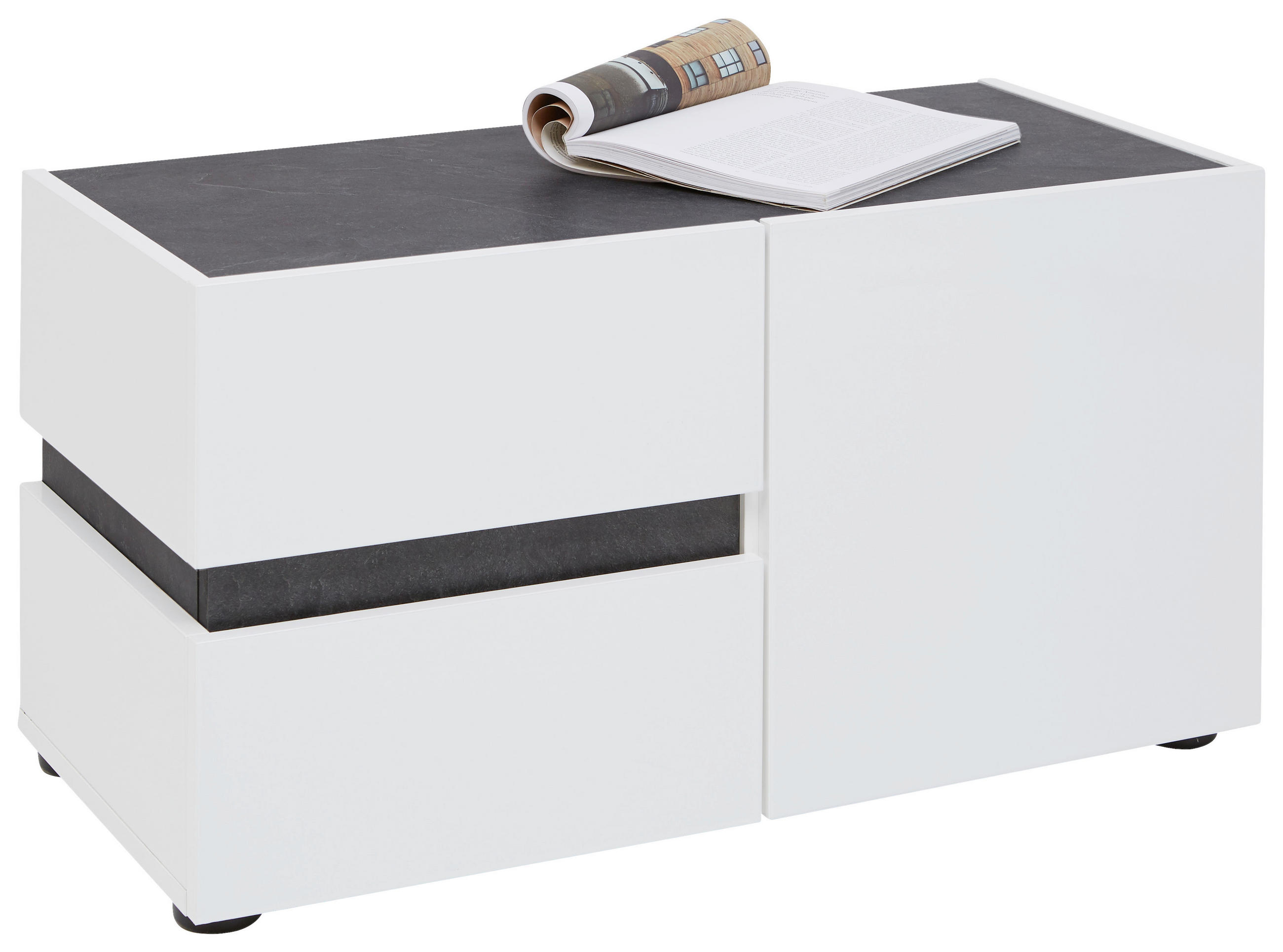 GARDEROBENBANK Anthrazit, Weiß - Anthrazit/Schwarz, Design, Kunststoff (80/42/38cm) - Voleo