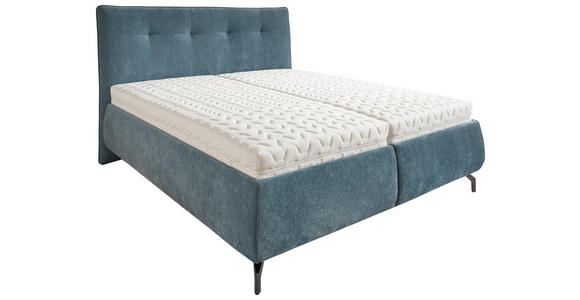 POLSTERBETT 180/200 cm,  in Blau, Bettkasten, Lattenroste, Matratzen, H2 + H3 = mittel + fest  - Blau/Anthrazit, Design, Holz/Textil (180/200cm) - Voleo