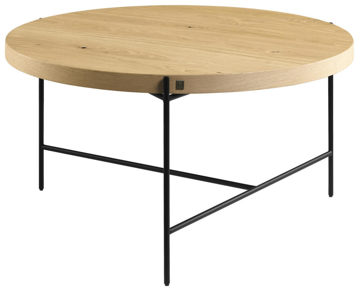 COUCHTISCH JUSTB! Wildeiche furniert 83/83/43 cm rund Anthrazit, Eichefarben  - Eichefarben/Anthrazit, Design, Holz/Metall (83/83/43cm) - Musterring