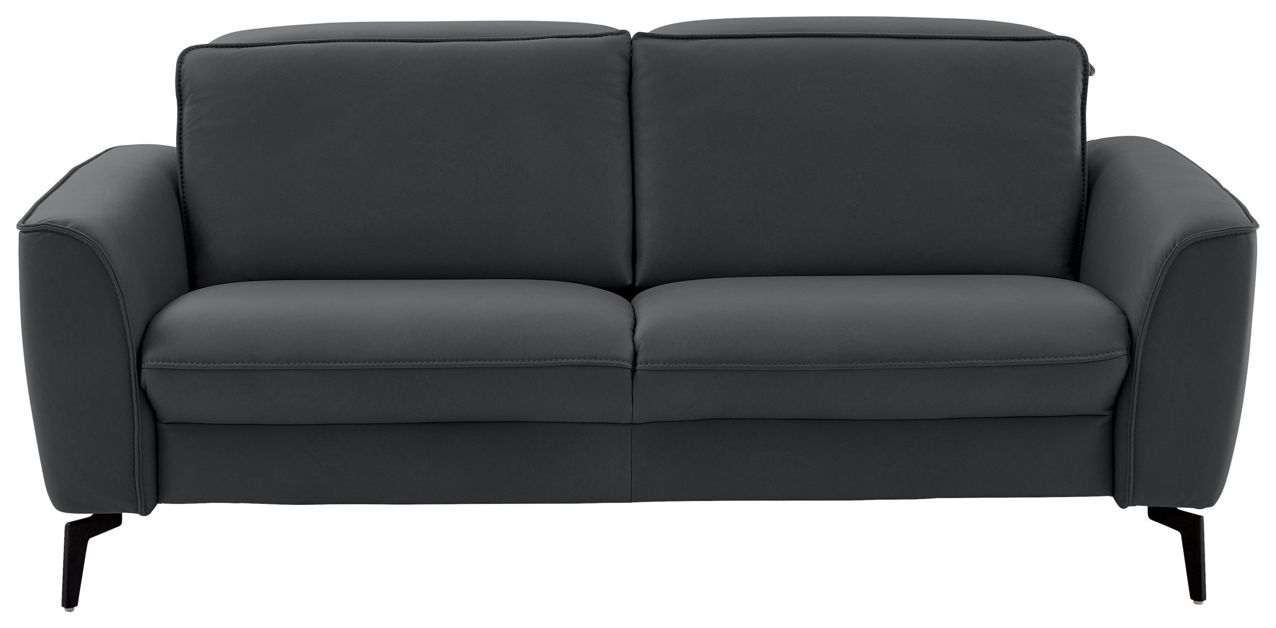 2,5-SITZER in Echtleder Schieferfarben  - Schieferfarben/Schwarz, Natur, Leder/Metall (194/81/110cm) - Valdera