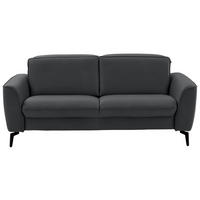 2,5-SITZER in Echtleder Schieferfarben  - Schieferfarben/Schwarz, Natur, Leder/Metall (194/81/110cm) - Valdera