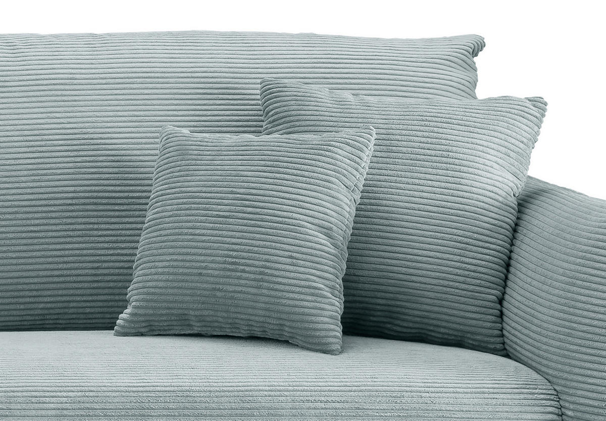 ECKSOFA Cord Hellblau  - Schwarz/Hellblau, Design, Textil/Metall (256/294cm) - Livetastic