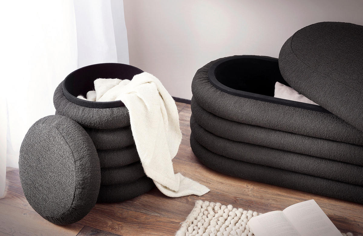 BETTBANK Bouclé Anthrazit  - Anthrazit, MODERN, Textil (108/42/45cm) - Livetastic