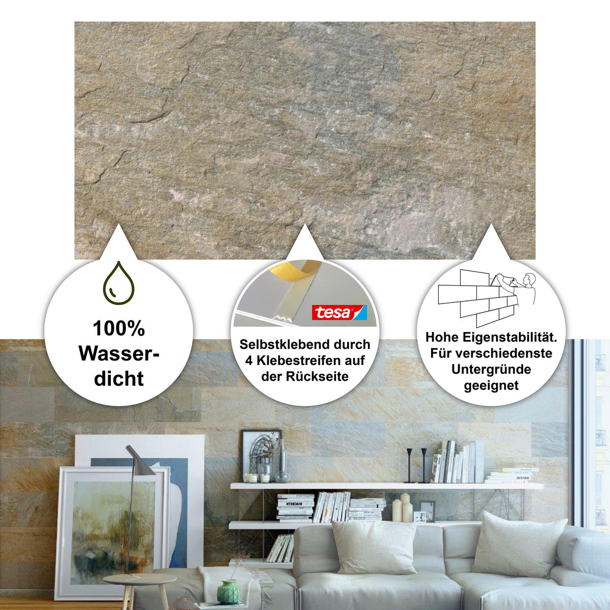 WANDPANEEL Baridecor Aqua Beige, Hellgrau  - Beige/Hellgrau, Design, Kunststoff (60/30/0,4cm)