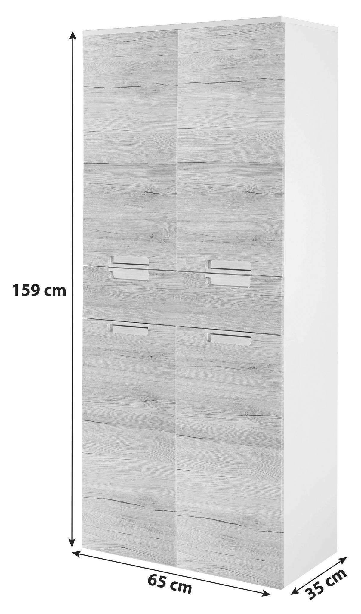 HOCHSCHRANK 65,0/159,0/35,0 cm  - Chromfarben/Eichefarben, MODERN, Holzwerkstoff/Metall (65,0/159,0/35,0cm) - MID.YOU