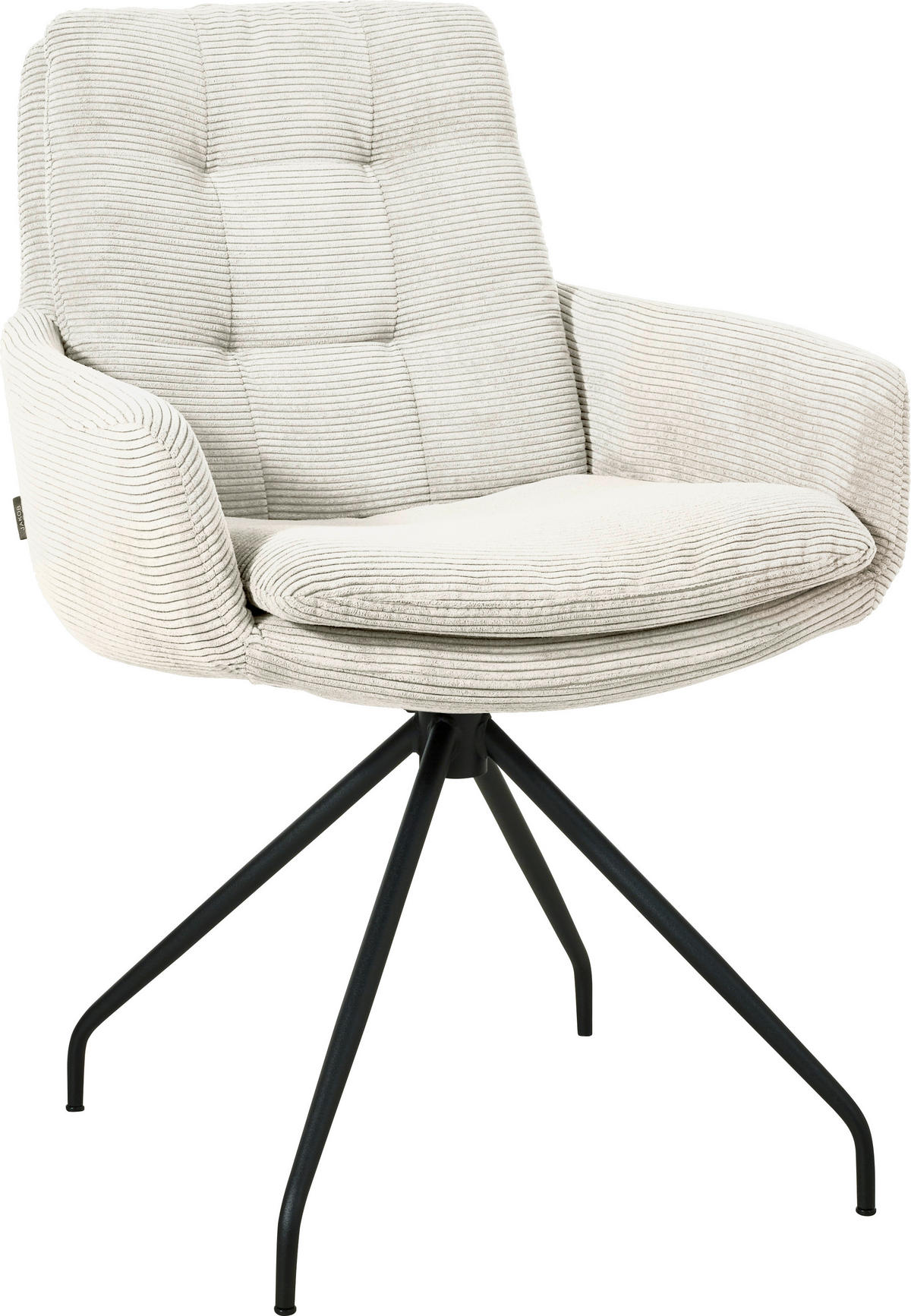 ARMLEHNSTUHL  in Cord  - Weiss/Schwarz, Design, Textil/Metall (63/90/69cm) - Johann Jakob