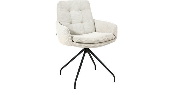 ARMLEHNSTUHL  Stoffauswahl, Typenauswahl, Sitzfläche 360° drehbar, Gestellauswahl Cord  - Schwarz/Weiß, Design, Textil/Metall (63/90/69cm) - Johann Jakob