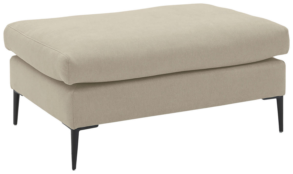 HOCKER Textil Beige  - Beige/Schwarz, Modern, Textil/Metall (100/43/69cm) - Trendmanufaktur