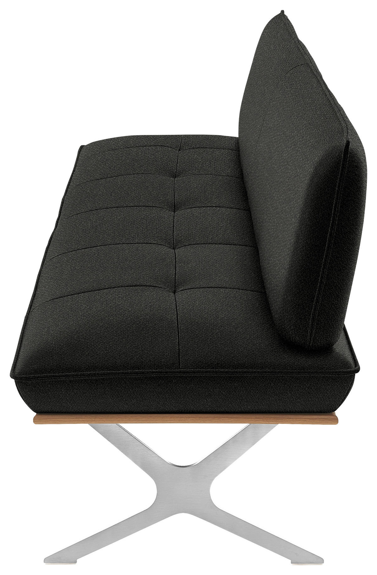 SITZBANK in Holz, Textil Anthrazit, Nussbaumfarben, Nickelfarben  - Edelstahlfarben/Anthrazit, Design, Holz/Textil (214/88/66cm) - Koinor