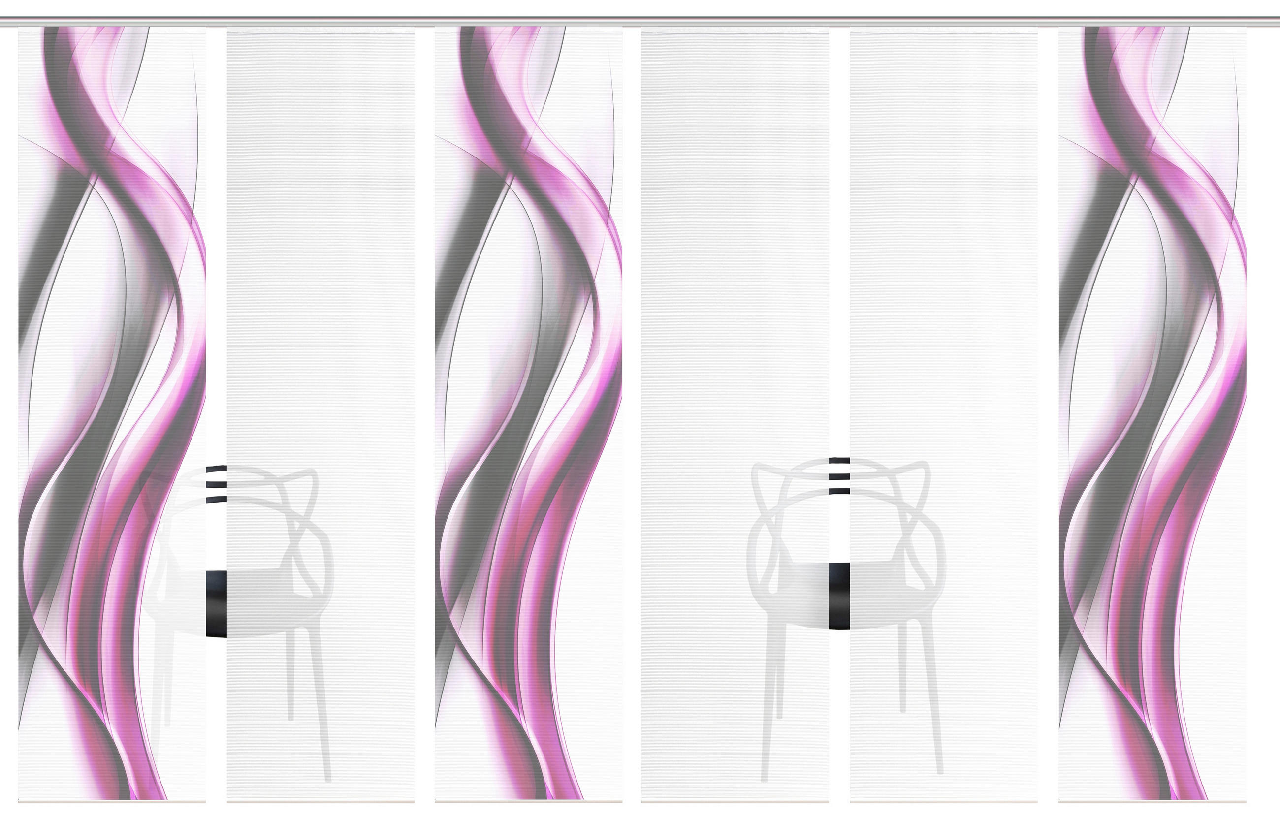 FLÄCHENVORHANG  6 Stück  blickdicht  60/260 cm   - Pink/Weiß, Design, Textil (60/260cm)