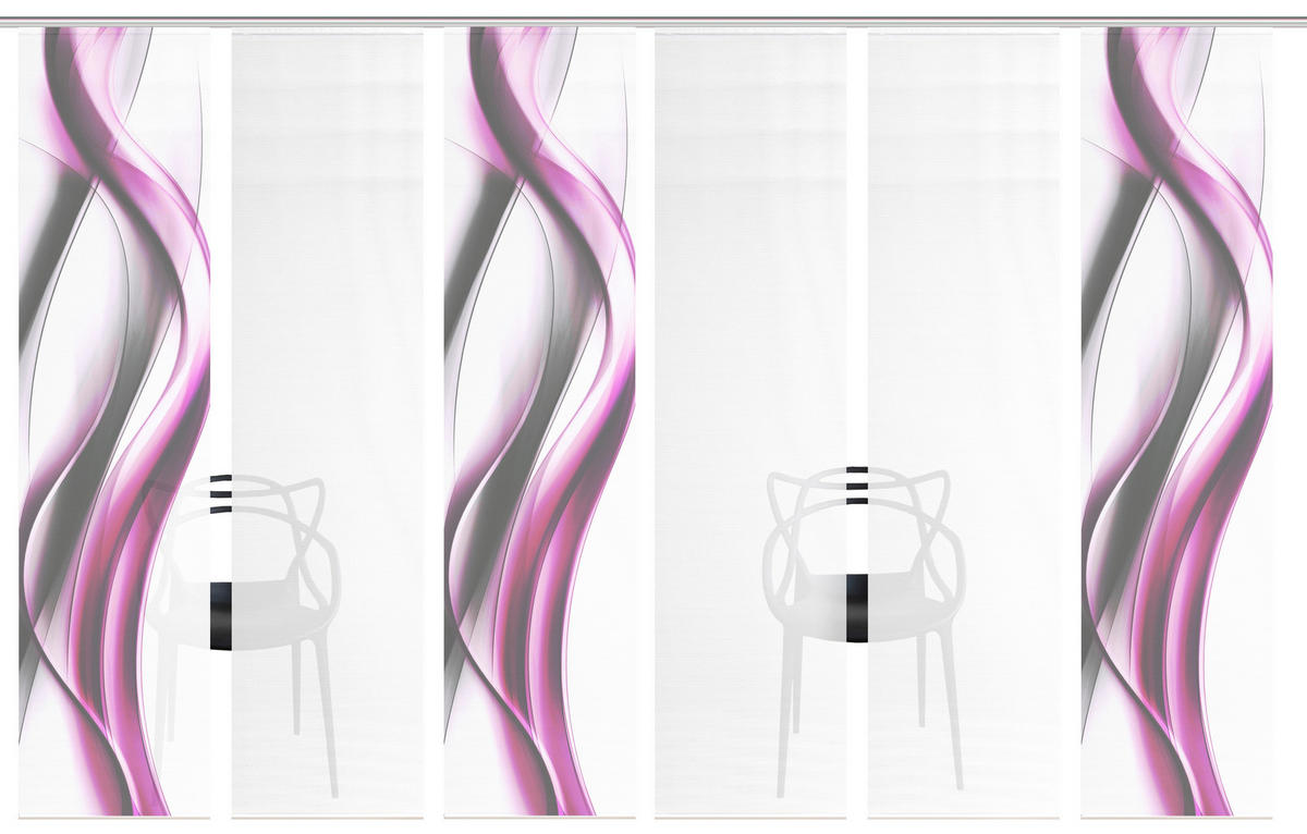 FLÄCHENVORHANG  6 Stück  blickdicht  60/260 cm   - Pink/Weiß, Design, Textil (60/260cm)