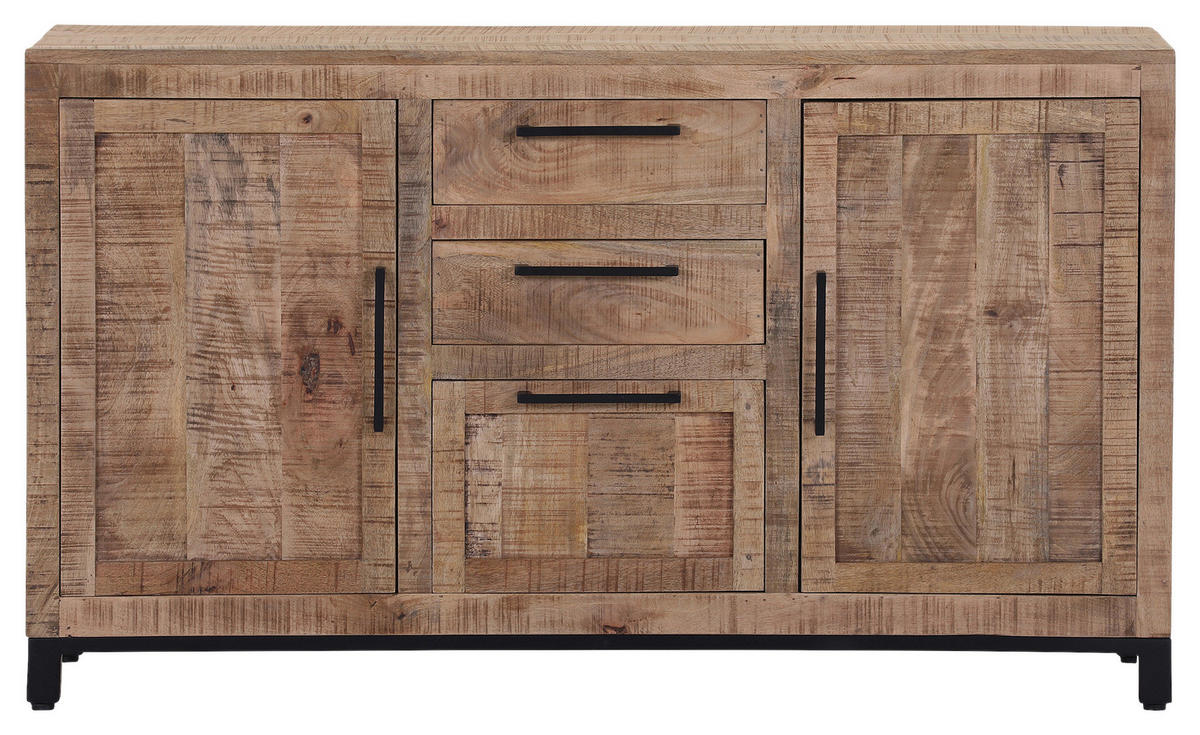 SIDEBOARD  140/80/40 cm 2 Schublade(n)  - Schwarz/Naturfarben, Design, Holz/Metall (140/80/40cm) - Landscape