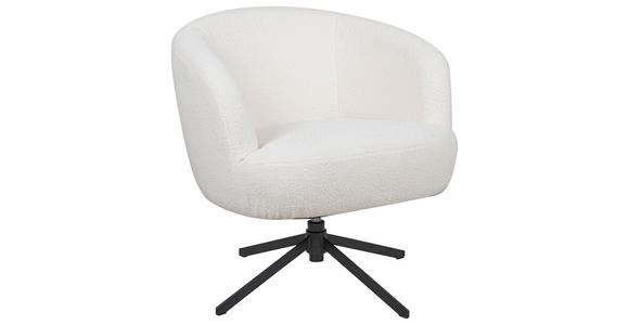 SESSEL in Teddystoff Weiß  - Schwarz/Weiß, Design, Textil/Metall (74/74/72cm) - Cantus