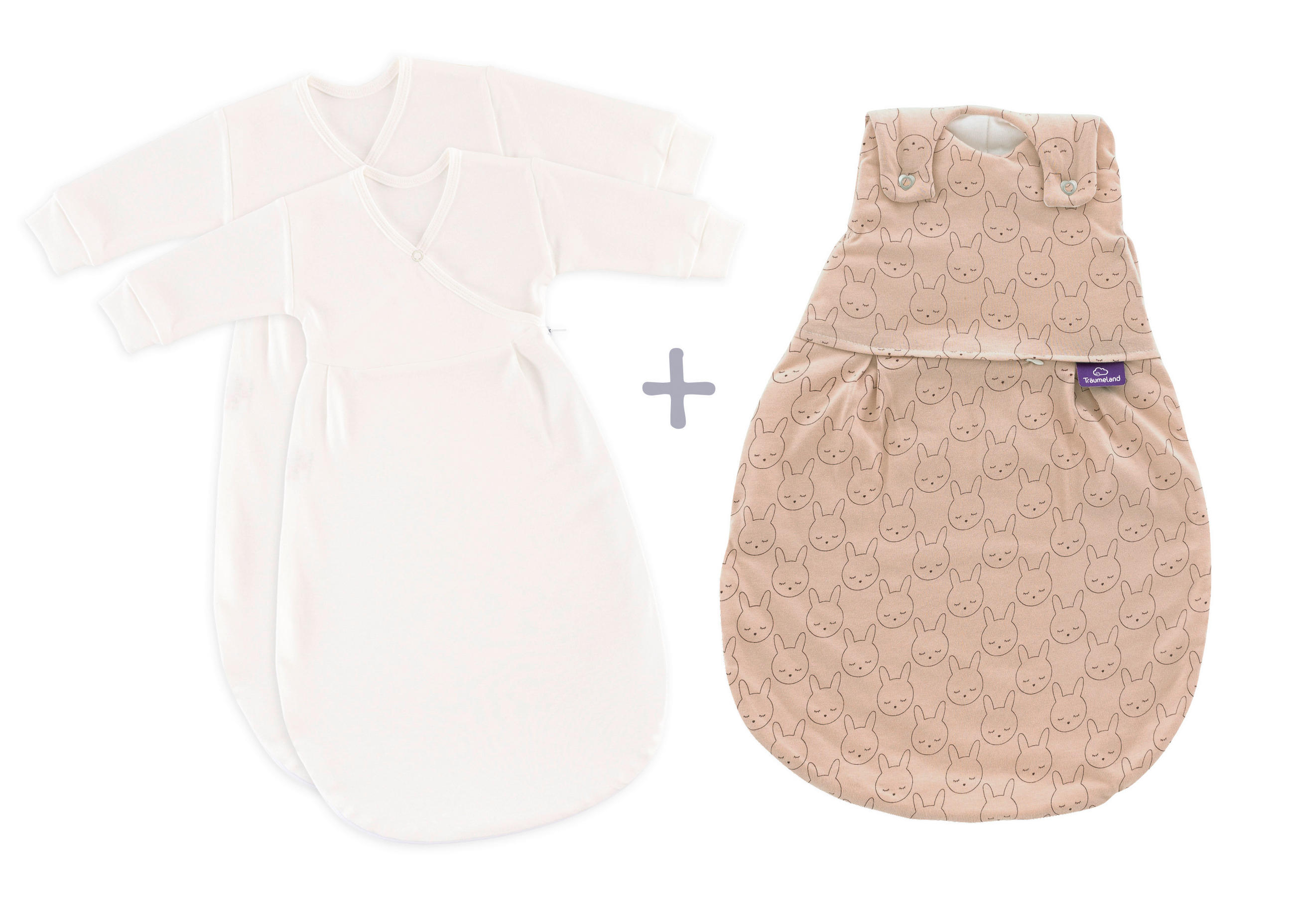 BABYSCHLAFSACKSET Kuschelhase Beige 50/56  - Beige/Altrosa, Basics, Textil (50/56null) - Träumeland