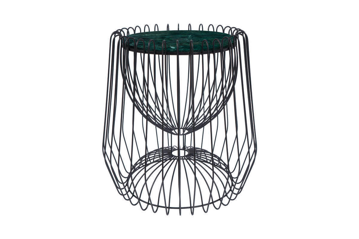 BEISTELLTISCH Grün, Schwarz  - Schwarz/Grün, Basics, Stein/Metall (50/51/50cm) - Kayoom