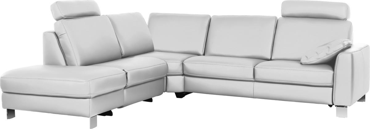 ECKSOFA in Echtleder Weiss  - Chromfarben/Weiss, Konventionell, Leder/Metall (245/272cm) - Valdera