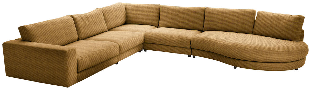 ECKSOFA in Chenille, Cord Hellgrün  - Schwarz/Hellgrün, Design, Kunststoff/Textil (365/425cm) - Lomoco