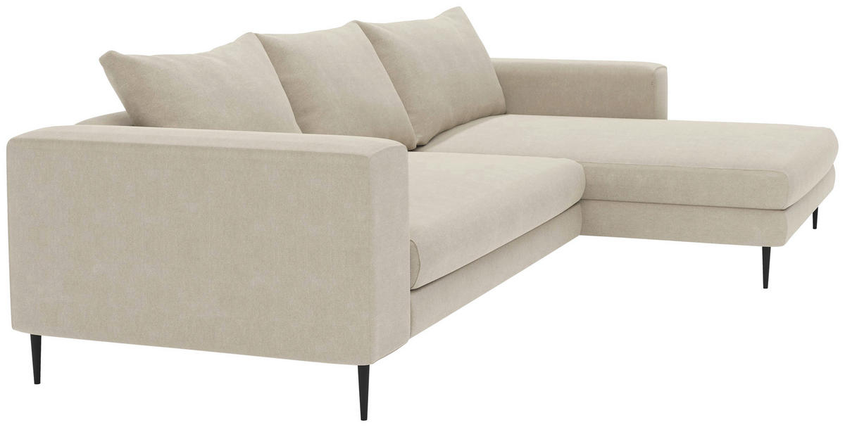 ECKSCHLAFSOFA Struktur Beige  - Beige/Schwarz, MODERN, Textil/Metall (295/170cm) - Trendmanufaktur