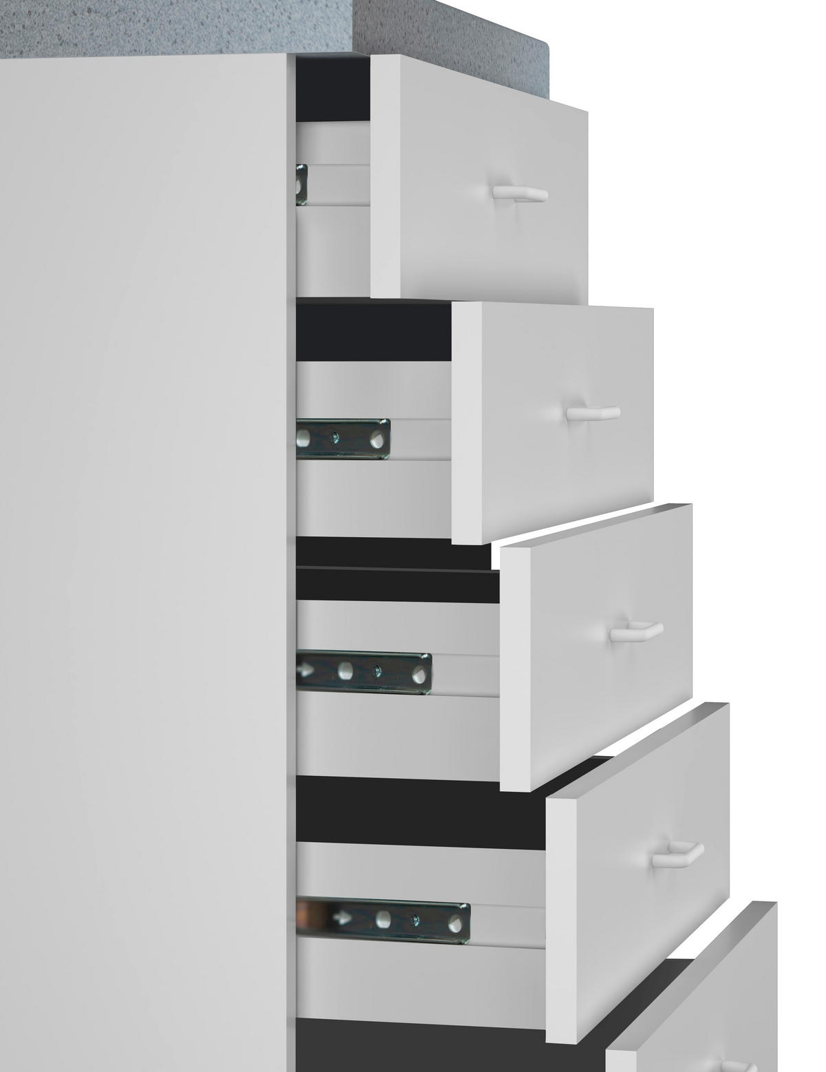 SCHUBKASTENUNTERSCHRANK 50/85/50 cm  in Weiß  - Hellgrau/Weiß, KONVENTIONELL, Holzwerkstoff/Kunststoff (50/85/50cm) - FlexWell