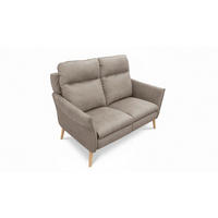 2-SITZER-SOFA Mikrofaser Taupe  - Taupe/Buchefarben, Design, Holz/Textil (145/110/92cm) - Livetastic