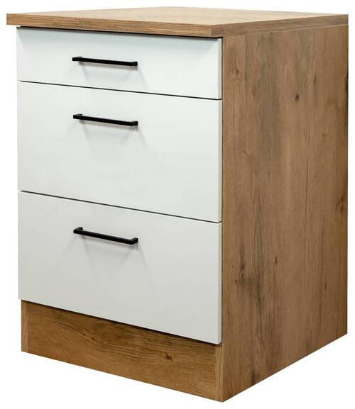 SCHUBKASTENUNTERSCHRANK 60/85/60 cm  in Eichefarben, Magnolie  - Eichefarben/Magnolie, KONVENTIONELL, Holzwerkstoff/Metall (60/85/60cm) - FlexWell