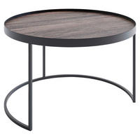 COUCHTISCH Eiche massiv 38/38/54 cm rund Schwarz, Eichefarben  - Eichefarben/Schwarz, Design, Holz/Metall (38/38/54cm) - Novel